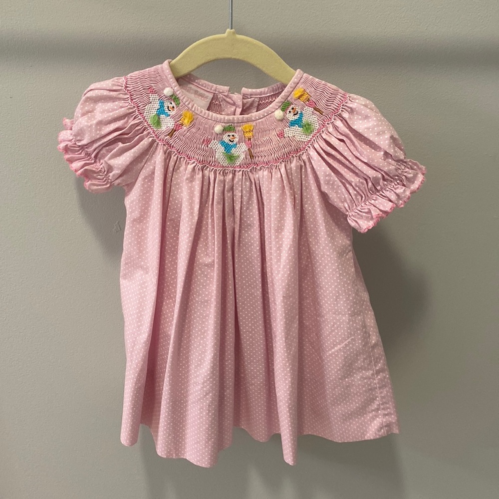Petit Bébé Snowman Smocked Dress
